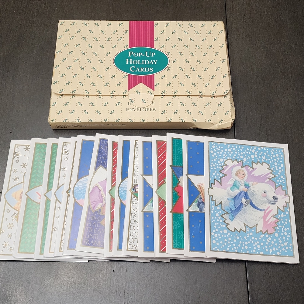 15  Christmas Pop Up Cards & 14 Envelopes Ottenheimer Creations Set